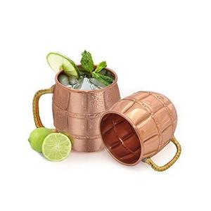 Juego de dos tazas de cobre Moscow Mule, la mejor taza para beber agua de calidad con mango de latón para uso en utensilios de cocina - Product Image 1