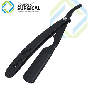 มีดโกนผ่าตัดแบบใช้แล้วทิ้ง ยี่ห้อ Source Surgical Barber Razor รุ่น Face Plastic สีดำเคลือบผง ผลิตจากสแตนเลสสตีล ใบมีดตรง สามารถเปลี่ยนใบมีดได้ - Product Image 1