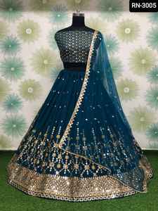 Lehengacholi-vestido de novia con borde pesado, ropa de fiesta de trabajo, bordado pesado, Wera, Lehenga Choli - Product Image 5