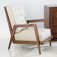 Salon De Haute Qualité En Bois et Assise En Tissu Fauteuil