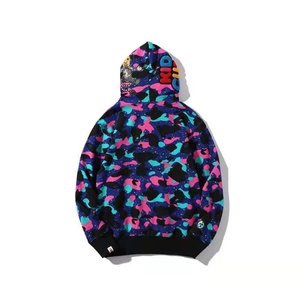 Venta al por mayor de alta calidad Heavy Fleece Shark Hoodie Unisex Full Zip Up Bape Hoodies para hombres Sudadera con logotipo personalizado - Product Image 2