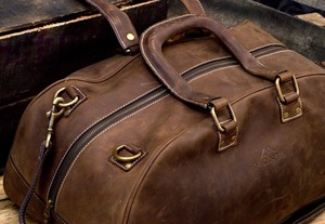 Bolsa de lona de cuero de grano completo unisex, equipaje de viaje de fin de semana de Estilo Vintage marrón, logotipo personalizado, patrón de caramelo, equipaje deportivo grande - Product Image 6