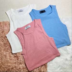 เสื้อกล้ามแขนกุดลำลองสำหรับผู้หญิง สีพื้น ผ้าสแปนเด็กซ์/ผ้าฝ้าย เหมาะสำหรับใส่ในฤดูร้อน รับผลิตแบรนด์ตามสั่ง มีสินค้าในสต็อก คุณภาพดี สวมใส่สบาย - Product Image 3