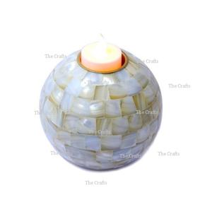 Metal Gold Polished Candle Holder With Mop Work Set Of Two Customized Size Candle Stand Holder At Low Price - Product Image 2