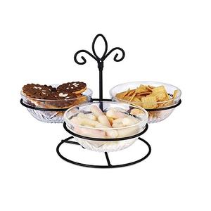 Bol de service à fruits en verre design avec support en fer Bol décoratif de table de qualité supérieure pour la maison - Product Image 5