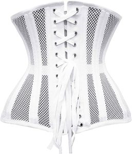<b>Underbust</b> Mesh Double Steel Boned <b>Corsets</b> Lingerie White <b>Corsets</b> and Bustiers Womens Body Shapers - Product Image 3