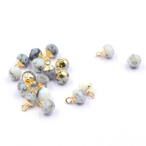 Dendritic <b>Opal</b> 10 to 12 MM With Bail Round Shape Gold Plated Pendant For Jewellery Making - Product Image 3