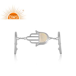 Anillo de plata de primera ley con gema de arcoíris, sortija, plata esterlina 925, Gema Natural, diseño de mano, Hamas - Product Image 1