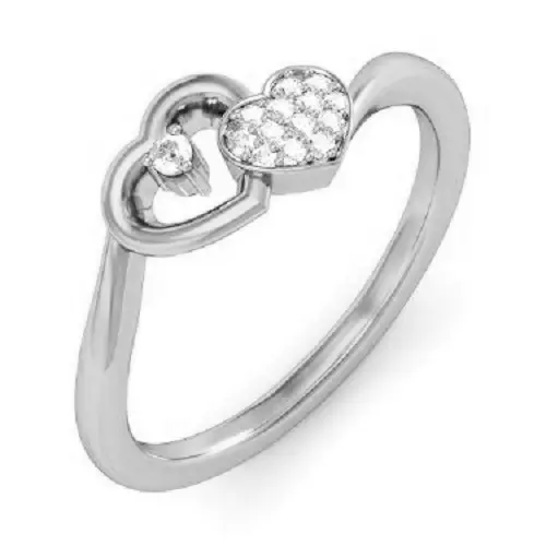 Ladies Wear 0.15TCW Twin Heart Diamond Engagement Ring