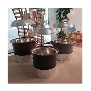 Plat de service en acier inoxydable et en bois avec couvercle suspendu, qualité supérieure, plat de service pour aliments à bas prix - Product Image 1