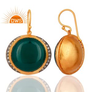 Boucles d'oreilles en Zircon vert Onyx pour femmes, plaqué or 18k, argent, vente en gros, bijoux, 925 - Product Image 2