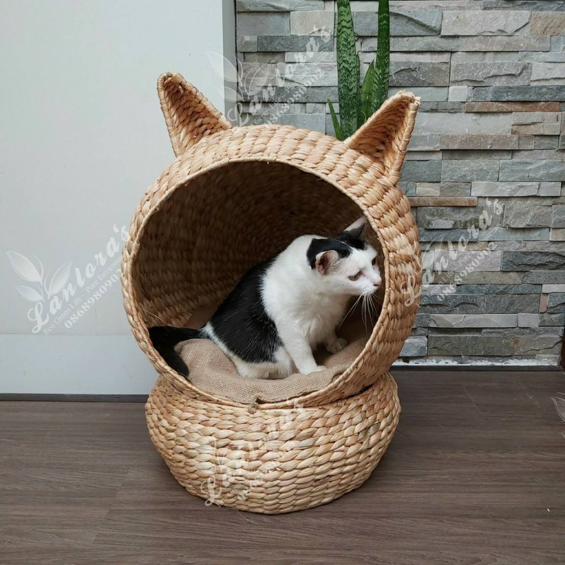 Water Hyacinth Animal Care Cat House Cool Enclosed Dog Bed All-Season Pet