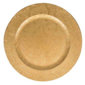 Plateau rond en métal pour service, grande assiette chargeur décorative de service alimentaire à texture martelée, table à manger décorative, 1 pièce - Product Image 4