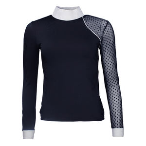 Camiseta ecuestre técnica de alta calidad con logotipo personalizado, Diseño de manga larga a la moda para mujer, media cremallera, capa base para montar a caballo - Product Image 3