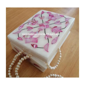 กล่องเครื่องประดับหินอ่อนสีขาวบริสุทธิ์จากออสเตรเลีย ประดับด้วยมุกสีชมพู เหมาะสำหรับเป็นของขวัญ - Product Image 2