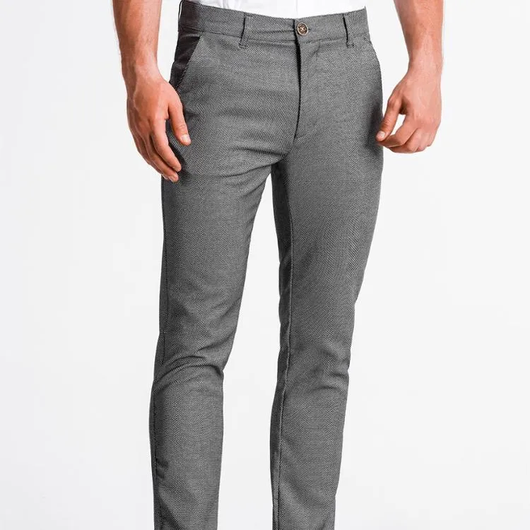 Pantalon Slim en coton pour homme-noir de haute qualité, vente en gros, décontracté, chino, gris