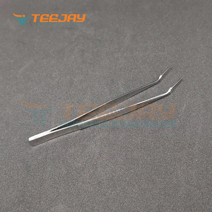 Argent Poli Angle Timbre monnaie verre collector Pince À Épiler sans Embout PVC Meilleur laboratoire bureau pince à épiler pour antimanipulation sensibles - Product Image 2