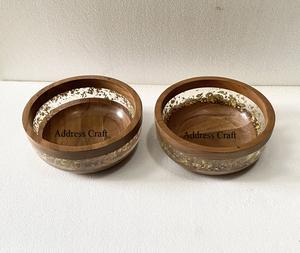 Bol décoratif en bois d'acacia et résine, pour fruits, pour la maison, les restaurants, les hôtels, vaisselle de cuisine, flambant neuf, Design personnalisé - Product Image 3