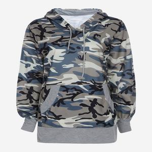 Alta calidad mujer Casual invierno doble capa polar de gran tamaño Sudadera con capucha suéter camuflaje tejido cuello redondo bordado frontal - Product Image 1