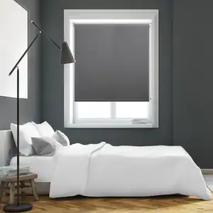 100% Roller Blind Warna untuk Kamar Tidur Klasik Benar-benar Blackout Kamar Tidur Vinyl Warna, Abu-abu Gelap