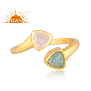 925 Sterling Silver Natural Amazonite And Rainbow <b>Moon</b> <b>Stone</b> Gemstone Adjustable <b>Ring</b> Jewelry For Women Gift For Her - Product Image 2