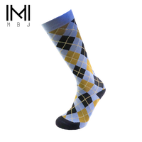 MBJ Plaid Compression Chaussettes de Cyclisme Bleu Marine pour Homme