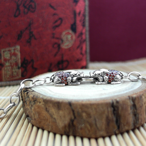 925เงินสเตอร์ลิงเพทายปี่เซียะแฟชั่นสร้อยข้อมือสตรีสำหรับนำสร้อยข้อมือสัตว์ในตำนานของสุขภาพ - Product Image 3