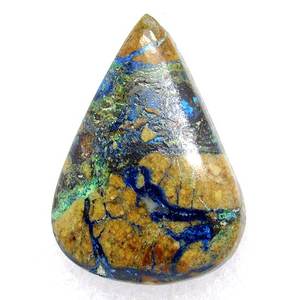 Azurite Malachite อัญมณีหลวมรูปร่างลูกแพร์ธรรมดา Cabochon ธรรมชาติที่มีคุณภาพดีสำหรับการทำเครื่องประดับ - Product Image 1