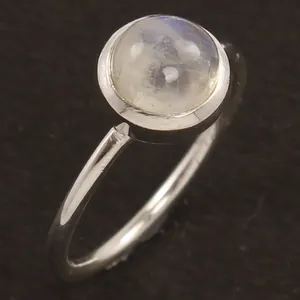 Trendy Top Selling 925 Solid Sterling Silver Fine Jewellery Ring Rainbow Moonstone Gemstone Ring For Christmas Jewelry Supplier