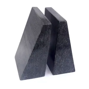 טבעי גבוהה סוף שחור אבן השיש משולש דקורטיבי Bookend סט מחקר חדר שולחן העבודה שולחן ארגונית עם החלקה eva רגליים