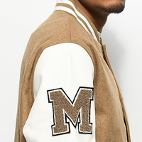 Blouson Bomber de Baseball Personnalisable pour Homme, Style Universitaire, en Duvet Respirant avec Doublure en Fourrure de Mouton pour l'Hiver