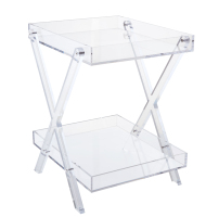 Table à plateau pliable et extensible moderne en acrylique à double couche pour salon, chambre et salle à manger - Table basse de loisirs portable
