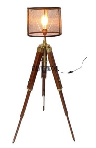 Đèn Sàn Ba Chân Bằng Gỗ Hàng Hải Đèn Đọc Sách Cổ Điển Đánh Bóng Để Trang Trí Phòng Ngủ Phòng Khách Văn Phòng - Product Image 2