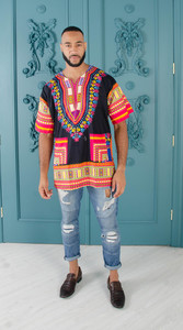 Camisa Dashiki Mexicana Africana Hippie Tribal Caftán Jungo Talla Única Blusa Hippie Caftán Vestido Hippie Boho Talla Grande - Product Image 5