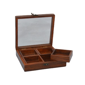 การออกแบบกล่องรสเผ็ดสีน้ำตาลที่มีคุณภาพดีการออกแบบวัสดุไม้และแก้วที่ดีที่สุดสำหรับอุปกรณ์ตกแต่งเครื่องครัว - Product Image 2