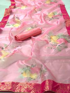 ชุดส่าหรีผ้าไหมเนื้อนุ่มพิมพ์ลายดอกไม้ผ้าชีฟองสำหรับผู้หญิงชาวอินเดียและปากีสถานเสื้อผ้าพื้นเมือง - Product Image 3