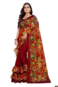 ผ้าคอตตอนปักลายตารางสำหรับผู้หญิงอินเดียดีไซน์ลายดอกไม้ผ้าคอตตอนบานาราซีชุดปาร์ตี้ใหม่ - Product Image 4