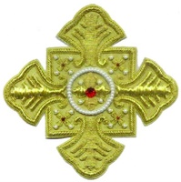 Écussons brodés à la main pour prêtres religieux, vente en gros, écussons ecclésiastiques 3D à paillettes, écussons dorés à coudre