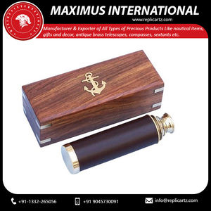 Nautical Spyglass Brass Telescope with Premium <b>Brown</b> Leather <b>Box</b> Cover Novelty <b>Gift</b> Navigational Telescope in Wooden <b>Box</b> - Product Image 6