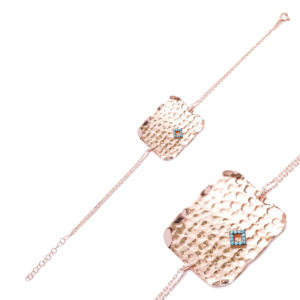 Hammered With Minimal Lozenge Charm <b>Bracelet</b> Wholesale Handmade Turkish 925 Silver Sterling Jewelry - Product Image 1