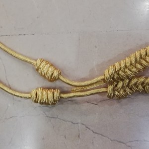 OEM Uniform Dress Cord Custom Shoulder Cords <b>Gold</b> Metallic with Brass Tips Hand Knitted Crafts Available in Bulk - Product Image 3