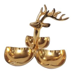 Bandejas de ciervo de metal dorado Vajilla de aluminio Modelo Técnica de fundición - Product Image 2