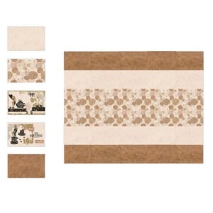 Carreaux de mur de cuisine en céramique classique moderne 300x450mm, bande de bois brillante avec conception de tasse, carreaux de sol de 5mm d'épaisseur pour salle de bain - Product Image 2