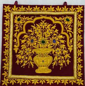 Zari bordado colgante de pared bordado a mano Zari resina flores decoración del hogar regalo Función de jarrón de pared - Product Image 6