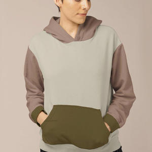 Sweat à capuche bloc deux couleurs, vêtement à la mode pour femmes, avec poches kangourou, manches régulières, pour filles, - Product Image 3