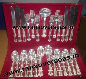 Ensemble de couverts en laiton plaqué argent vaisselle PC en métal inoxydable jetable pour maison cuisine restaurant hôtel avec boîte de rangement - Product Image 4