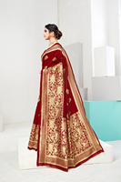 Sari indien Katan, dernière collection de créateurs, luxe, pour fêtes et mariages, en georgette, soie, viscose/rayonne, coton, soie, lavable en machine