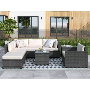 Juego de sofás de ratán polivinílico caliente, muebles de patio para el clima, muebles de interior y exterior de Vietnam, juego de jardín de tela de poliéster hilado de aluminio - Product Image 3