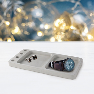 Concrete Accessory Tray With Watch And <b>Cufflinks</b> Storage Compartments DIY Kit - Product Image 1