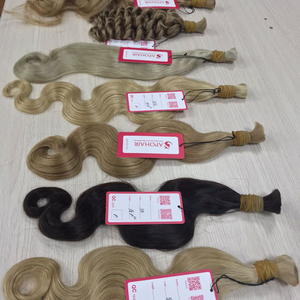 100% cabello humano Remy virgen brasileño punta apretada Cola de Caballo extensiones de cabello a granel 6 ''a 30'' máquina de tejer de cabello Yaki trama Doble - Product Image 1